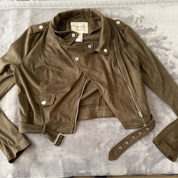 American Rag Khaki Leather Jacket - Picture 1 of 1